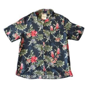Tasso Elba Island Silk Linen Hawaiian Shirt Men’s XL - Hibiscus Floral